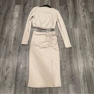 Vici long sleeve crop top and midi skirt set